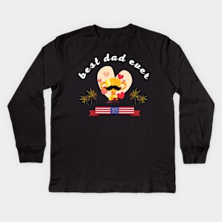 Best Dad Ever With Us American Flag Kids Long Sleeve T-Shirt